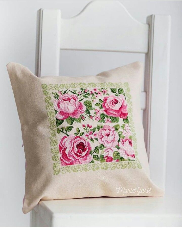 Rose Bloom Embroidered Cushions - Image 2